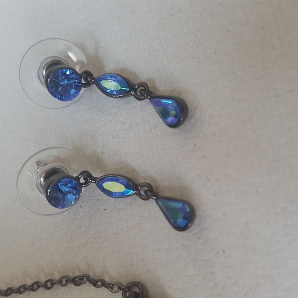 NEW Ann Taylor Loft Blue Bracelet Earring Set women jewelry hand rhinestone - Picture 3 of 4